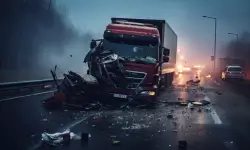 truck crash accident with a car on the road